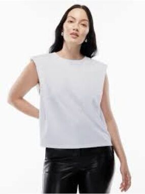 Babaton White shoulder pad tank Crewneck